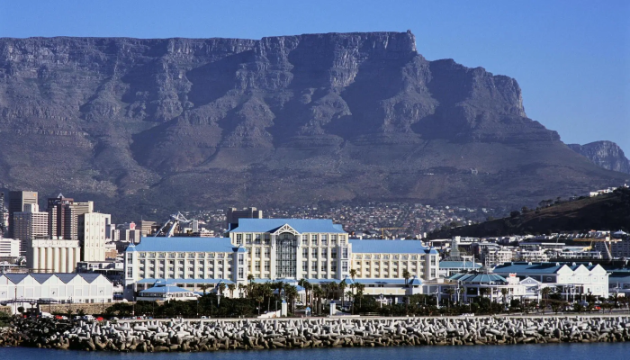 Aerial view of The Table Bay with Table Mountain in the background 2